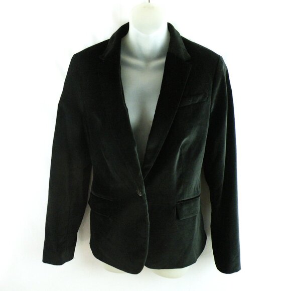 NWT TALBOTS 12 Petite Black Velvet Blazer - Picture 1 of 7